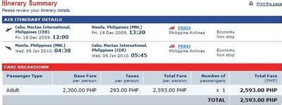 philippine airline ticket fare